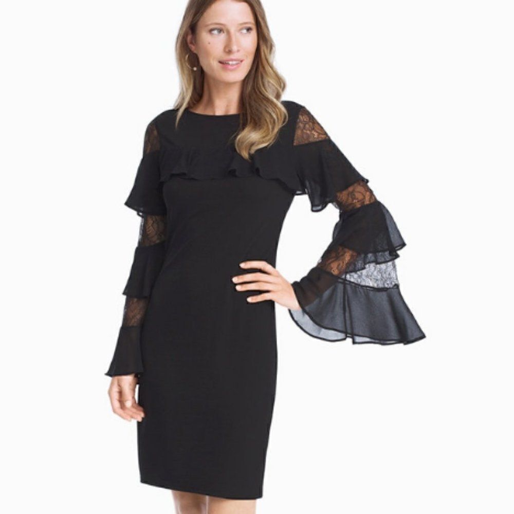 White House Black Market Ruffle Lace Shift Dress
